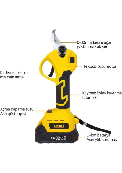 İyisi Yok Sarjlı Çift Bataryalı Çantalı Budama Makası Sarı modelleri