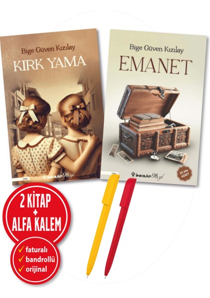 Alfa Kalem+ ''emanet+Kırk Yama'' 2 Kitap Set Yeni ''bige Güven Kızılay'' Roman Öykü Inkılap Kitap