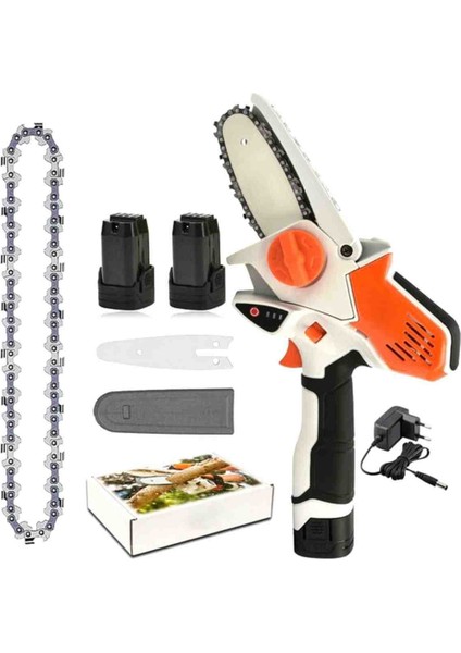 İyisi Yok Şarjlı Akülü Bıçkı Odun Ağaç Kesme Odun Testeresi Dal Budama Turuncu