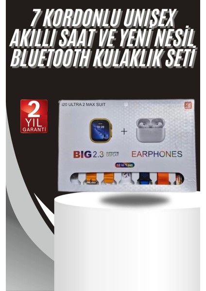 9 Ultra Akıllı Saat 49MM 2inç Ekran 7 Kordonlu ve Bluetooth Kulaklık
