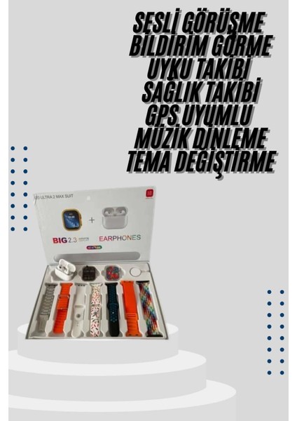 9 Ultra Akıllı Saat 49MM 2inç Ekran 7 Kordonlu ve Bluetooth Kulaklık fiyatları