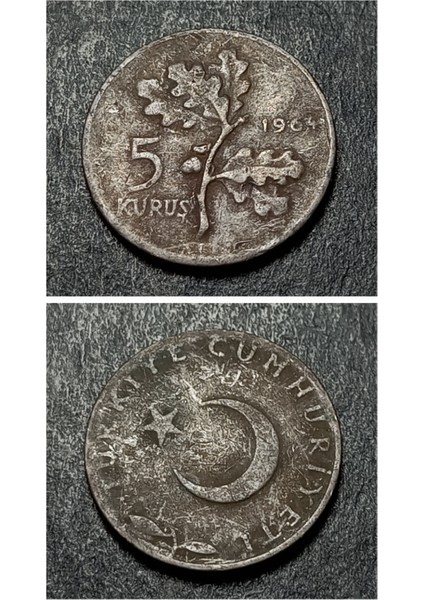 Escoines 399636873433CE9C39 5kuruş 1964 Eski Madeni Para