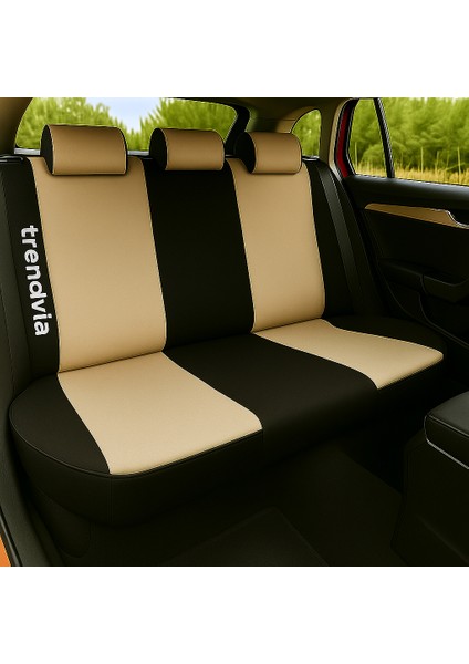 Ortopedik Şerit Koltuk Kılıfı Takımı - Bej Siyah Renk - Ön ve Arka Için Uygun fiyatları