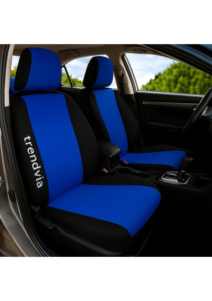 Ortopedik Şerit Koltuk Kılıfı Takımı - Mavi Siyah Renk - Ön ve Arka Için Uygun