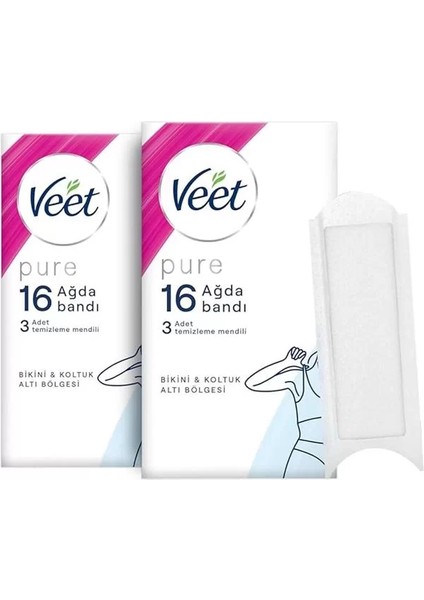 Pure Hipoalerjenik Bikini & Koltuk Altı Ağda Bandı, (2 x 16 Adet)