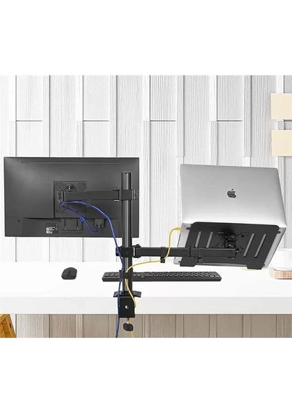 EF74 Steel Design 2-8 kg Çift Kol Asansörlü 17"-32" Monitör&10-17" Laptop Standı