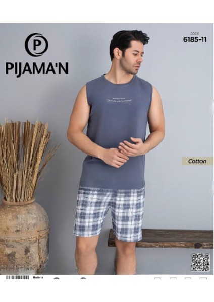 Erkek Bisiklet Yaka Kolsuz Şortlu Pijama Takımı 6185/11 - 1 Adet fiyatları