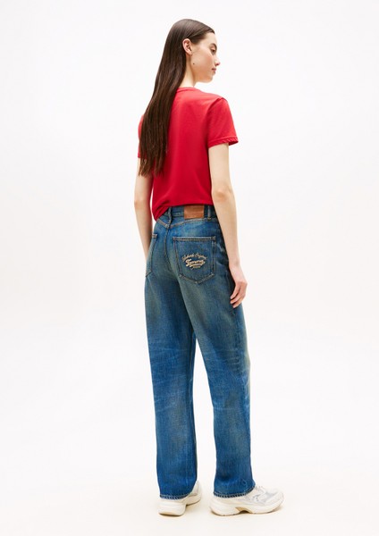 Yüksek Bel Düz Paça Slim Straight Koyu Mavi Kadın Denim Pantolon DW0DW205121A5 fiyatları