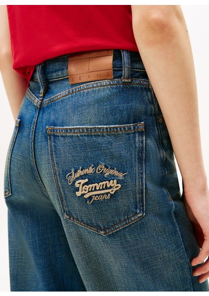 Yüksek Bel Düz Paça Slim Straight Koyu Mavi Kadın Denim Pantolon DW0DW205121A5 fırsatları