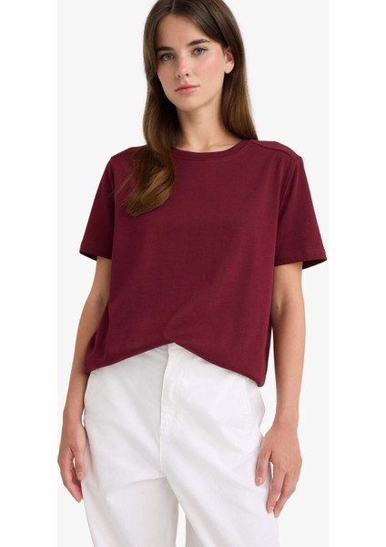 Regular Fit Bisiklet Yaka Basic Düz Premium Kısa Kollu Tişört A9428AX25AU modelleri