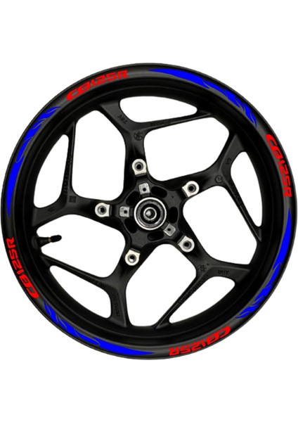 CB125R Kırmızı Yazılı Mavi Reflektif Pençe Şeritli