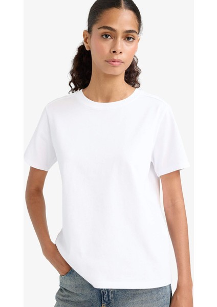 Regular Fit Bisiklet Yaka Basic Düz Premium Kısa Kollu Tişört A9428AX25AU