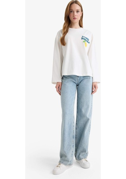 Loose Fit Bisiklet Yaka Sırt Baskılı Sweatshirt Tunik F9448AX25AU fiyatları