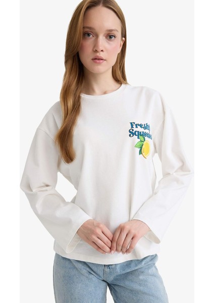 Loose Fit Bisiklet Yaka Sırt Baskılı Sweatshirt Tunik F9448AX25AU modelleri