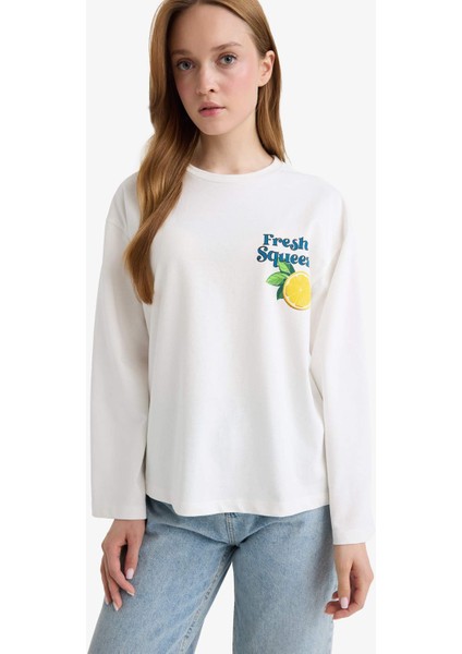 Loose Fit Bisiklet Yaka Sırt Baskılı Sweatshirt Tunik F9448AX25AU fırsatları