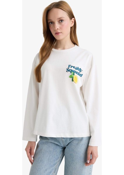 Loose Fit Bisiklet Yaka Sırt Baskılı Sweatshirt Tunik F9448AX25AU indirimleri