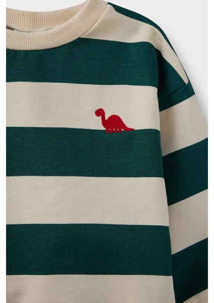 Erkek Bebek 2'li Takım Çizgili Sweatshirt Jean Pantolon F3304A525AU modelleri