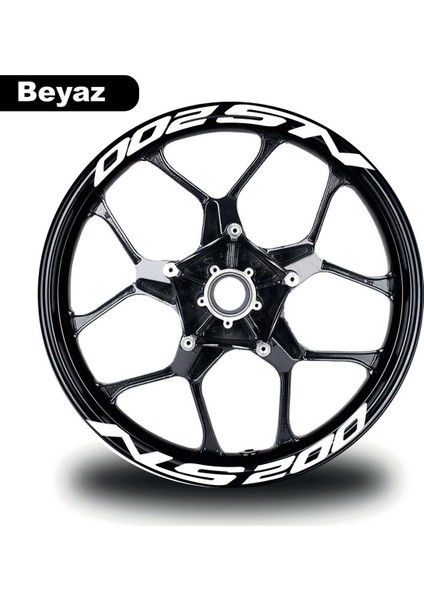 Bajaj Pulsar NS 200 Yazılı 8 Li Jant İçi Yazı Sticker Beyaz