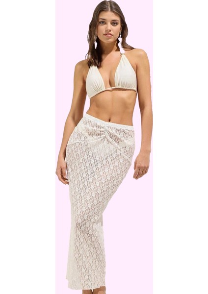 Kadın Maxi Örme Plaj Etek Düz Desen Büzgü Detayli Yazlık Günlük Kullanım Dayanıklı Malzeme