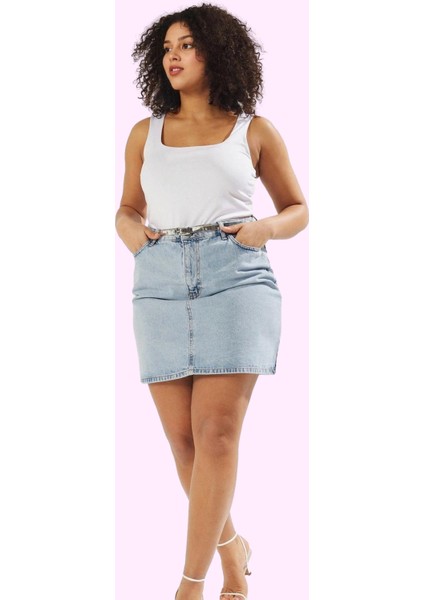 Kadın Yüksek Bel A Line Denim Etek Pamuklu Günlük Kombinler Için Yaz Aylarının Vazgeçilmezi