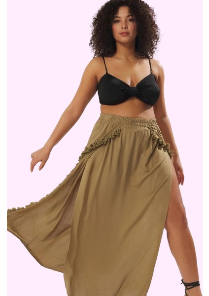 Kadın Maxi Etek Püsküllü Yırtmaçlı Şallı Dokuma Plaj Giyim Günlük Kullanım Kaliteli Malzeme fiyatları