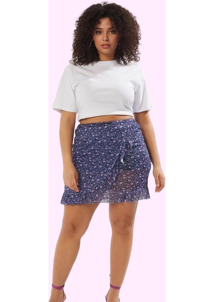 Kadın Mini Boy Çiçekli Desenli Örme Etek Büyük Beden Günlük Kombinler Yaz Aylarının Vazgeçilmezi fiyatları