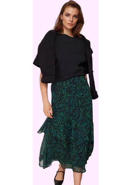 Kadın Maxi Kloş Animal Desenli Etek Astarlı Polyester Günlük Stil Yaz Aylarının Vazgeçilmezi