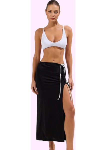 Kadın Maxi Örme Plaj Etek Bağlama Detaylı Yırtmaçlı Yazlık Günlük Kullanım Kaliteli Malzeme