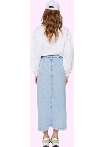 Kadın Maxi Denim Kot Etek Yüksek Bel Pamuklu Günlük Şıklık Hafta Sonu Yaz Aylarının Vazgeçilmezi modelleri