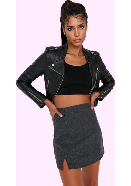 Kadın Mini Örme Etek Düz Desen Normal Bel Kemersiz Kış Ayları Için Yaz Aylarının Vazgeçilmezi