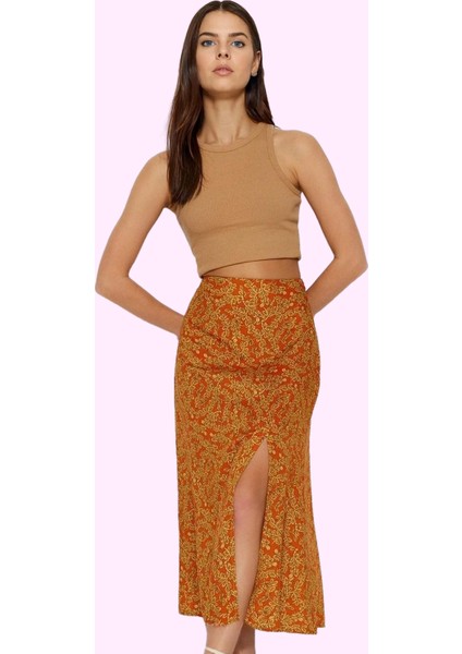 Kadın Midi Boy A Line Desenli Etek Viskoz Casual Günlük Stil Hafta Sonu Yaz Aylarının Vazgeçilmezi fiyatları