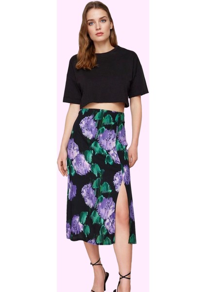 Kadın Midi Boy A Line Desenli Etek Viskoz Casual Günlük Stil Hafta Sonu Yaz Aylarının Vazgeçilmezi