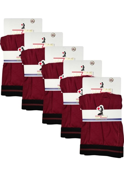 5 Adet Büyük Beden Redzone Likralı Boxer Bordo