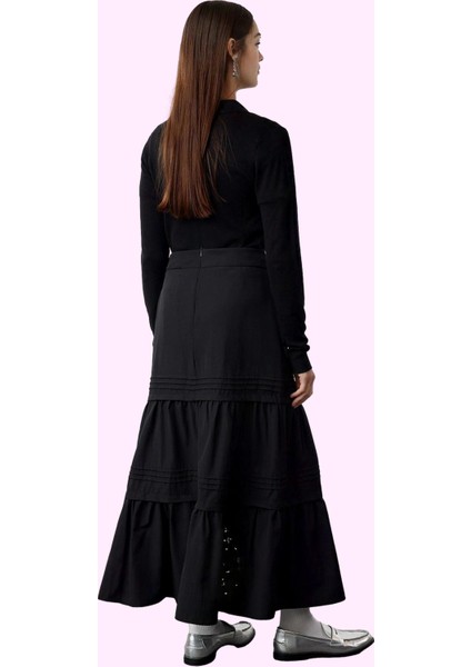 Kadın Maxi Etek Eteği Fırfırlı Poplin Dokuma Ramadan Tarzu Yaz Aylarının Vazgeçilmezi modelleri