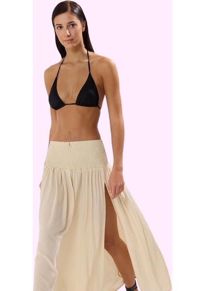 Kadın Maxi Plaj Etek Yırtmaçlı Crinkle Dokuma Yazlık Günlük Kullanım Yaz Aylarının Vazgeçilmezi fiyatları