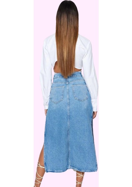 Kadın Maxi Denim Etek Yüksek Bel Kalem Kalıp Pamuklu Günlük Şıklık Yaz Aylarının Vazgeçilmezi modelleri