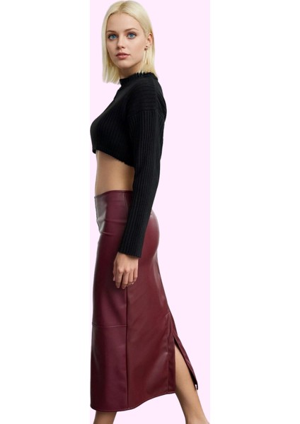 Kadın Maxi Kalem Etek Yüksek Bel Suni Deri Kışlık Günlük Şık Hafta Sonu Yaz Aylarının Vazgeçilmezi fiyatları