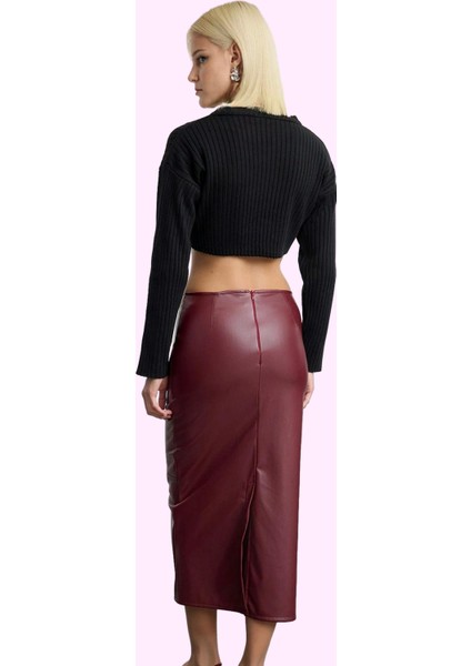 Kadın Maxi Kalem Etek Yüksek Bel Suni Deri Kışlık Günlük Şık Hafta Sonu Yaz Aylarının Vazgeçilmezi modelleri