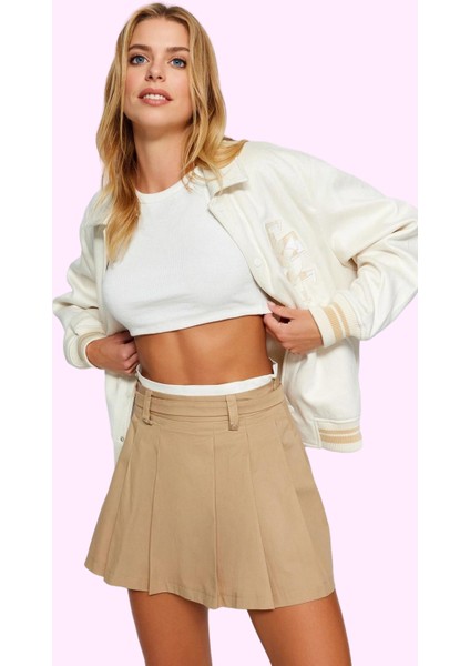 Kadın Mini Pileli Dokuma Etek Casual Günlük Kemerli Özel Günler Yaz Aylarının Vazgeçilmezi modelleri