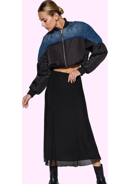 Kadın Maxi Örme Etek A Line Kalıp Tül Dokuma Günlük Stil Hafta Sonu Yaz Aylarının Vazgeçilmezi