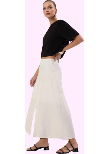 Kadın Maxi Etek Keten Görünümlü Astarlı Pamuklu Yazlık Günlük Hafta Sonu Dayanıklı Malzeme fiyatları