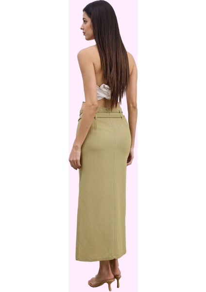Kadın Maxi Dokuma Etek Keten Karışımlı Yandan Yırtmaçlı Trend Yaz Günlük Kullanım Hafta Sonu fiyatları