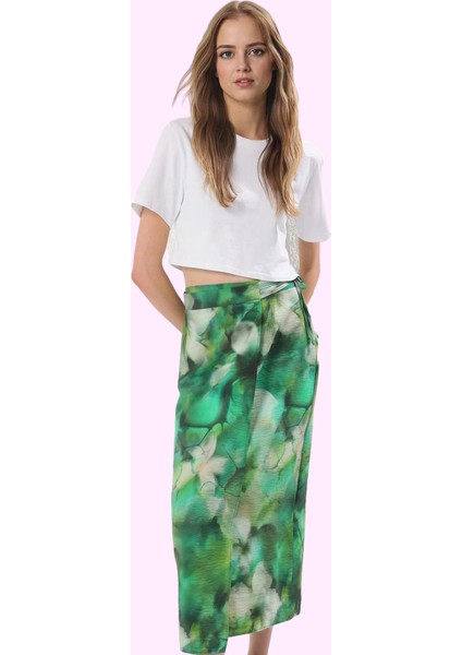 Kadın Midi Boy Batik Desenli Etek Yandan Bağlamalı Sarong Yazlık Günlük Yaz Aylarının Vazgeçilmezi