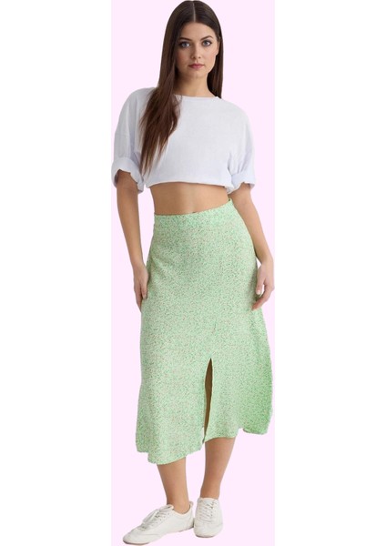 Kadın Çiçek Desenli Midi Etek Yüksek Bel A Line Kesim Viskoz Günlük Stil Dayanıklı Malzeme fiyatları