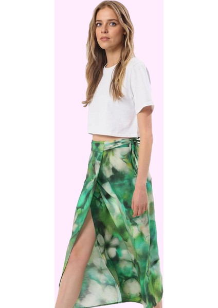 Kadın Midi Boy Batik Desenli Etek Yandan Bağlamalı Sarong Yazlık Günlük Yaz Aylarının Vazgeçilmezi fiyatları