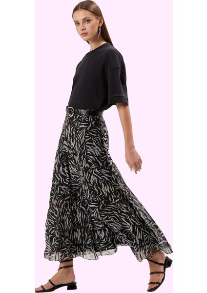 Kadın Maxi Kloş Etek Animal Desenli Rahat Günlük Yazlık Hafta Sonu Yaz Aylarının Vazgeçilmezi fiyatları