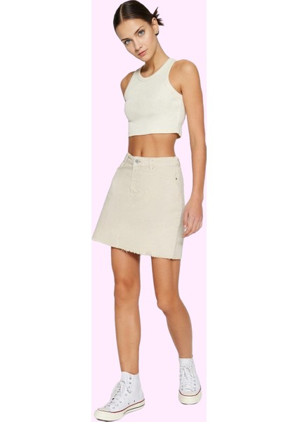 Kadın Yüksek Bel Denim Mini Etek Pamuk Günlük Kombinler Hafta Sonu Yaz Aylarının Vazgeçilmezi