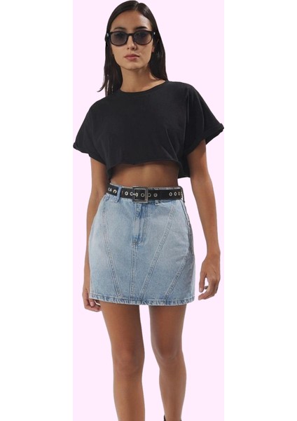 Kadın Denim Mini Etek Yüksek Bel Basic Kalıp Pamuklu Günlük Kombinler Yaz Aylarının Vazgeçilmezi