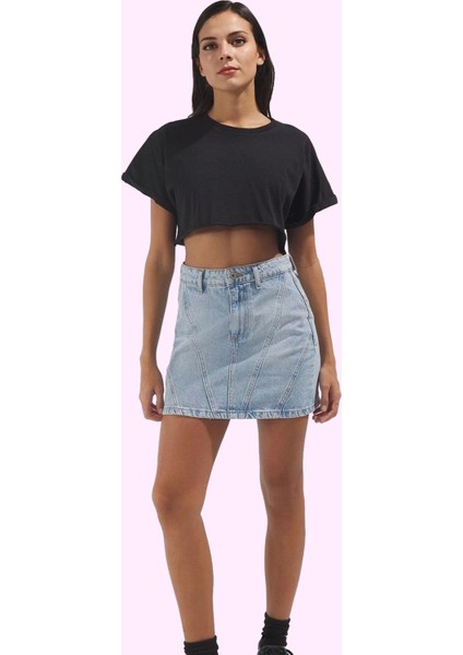 Kadın Denim Mini Etek Yüksek Bel Basic Kalıp Pamuklu Günlük Kombinler Yaz Aylarının Vazgeçilmezi fiyatları