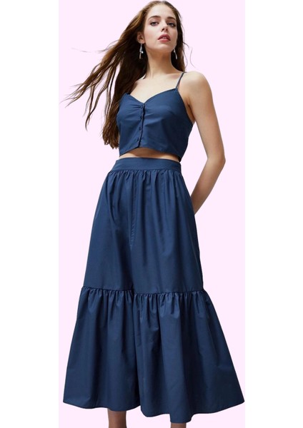 Kadın Kloş Maxi Etek Düz Desenli Rahat Günlük Yazlık Hafta Sonu Yaz Aylarının Vazgeçilmezi